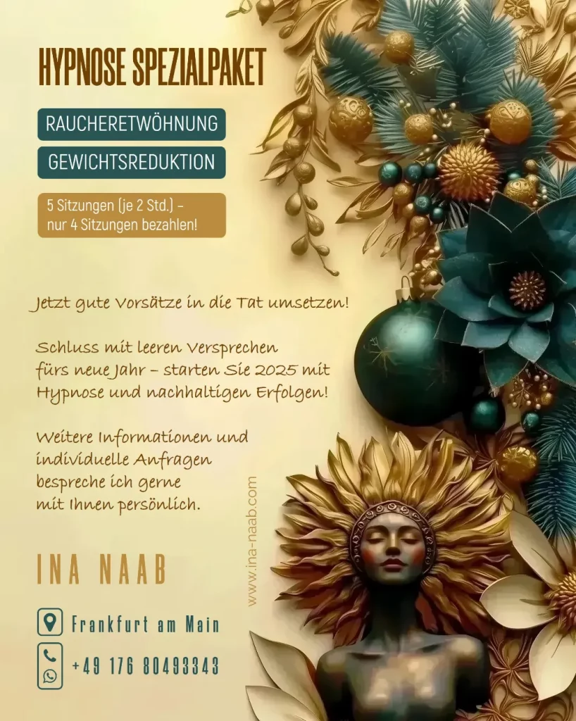 Spezialangebot für Hypnose zur Raucherentwöhnung und Gewichtsreduktion von Ina Naab, Psychotherapie Frankfurt